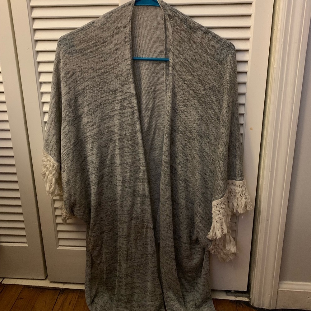 Anthropologie Fringe Cardigan in Grey